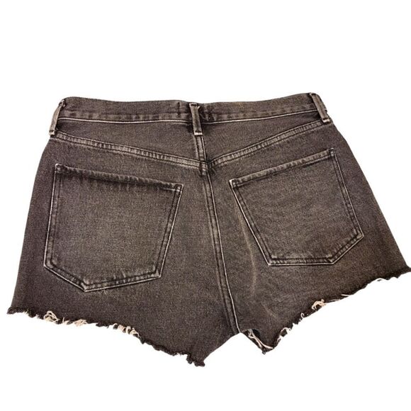 AGOLDE Premium Black Button Fly High Waist Shorts, Raw Hemline A038B-1087 | 30 - Picture 4 of 10